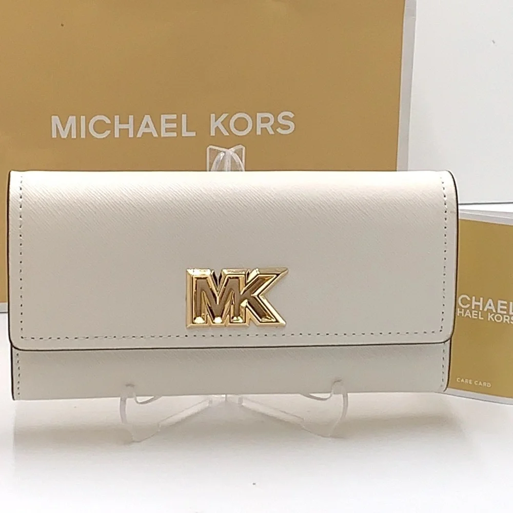 NWT MICHAEL KORS MIMI LARGE BIFOLD WALLET OPTIC WHITE COLOR